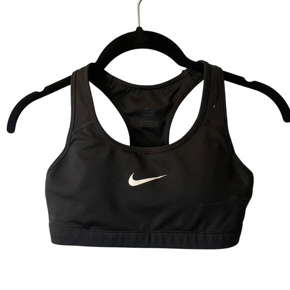 Nike Medium Sports Bra Racerback Lined Cups Activewear Workout Black - Picture 1 of 10